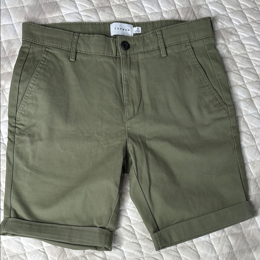 Topman Olive Green Men's Shorts